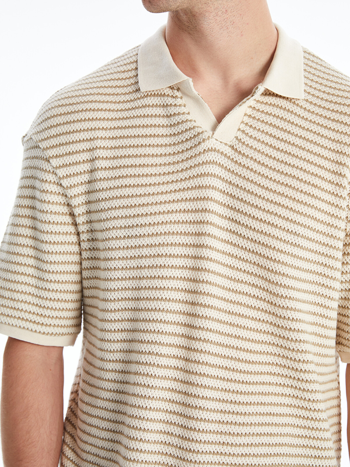 LCW Vision Polo Neck Striped Mens T-shirt
