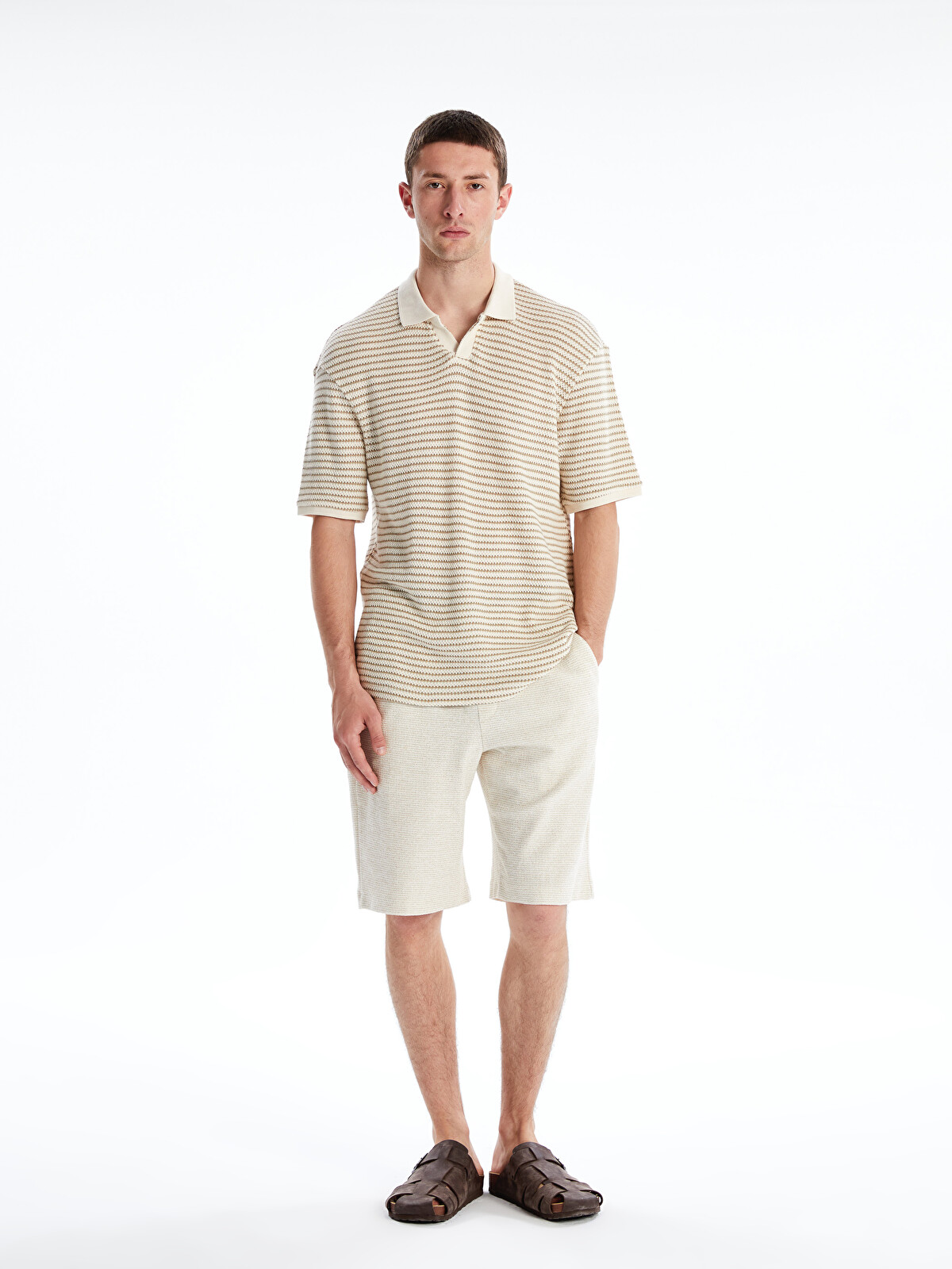 LCW Vision Polo Neck Striped Mens T-shirt